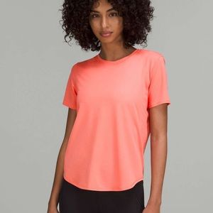 EUC lululemon raspberry cream high neck running and training top tshirt size 6